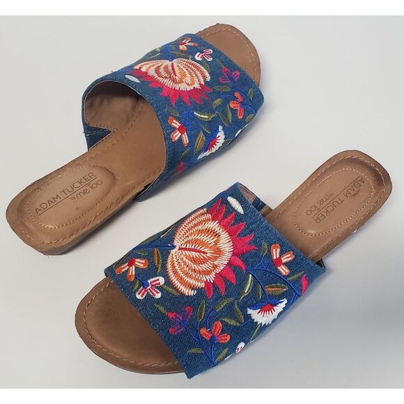 Nella Embroider Floral Sandal by Adam Tucker Me Too 7.5 Slip On K2112712 Boho - Picture 5 of 12